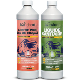 Bio-Chem - Ensemble de 2 produits nettoyant wc de camping car et caravanes - Liquide sanitaire 1L et Additif sanitaire 1L - Nouv