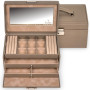 Elly Boîte à bijoux en cuir naturel/taupe, Cuir, Sans pierre