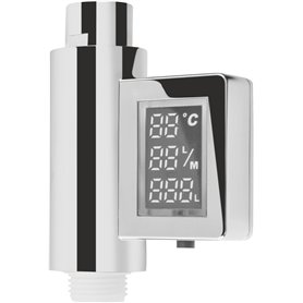 Cornat Compteur de consommation « Smartly » - Avec affichage numérique - Chromé - 3 indicateurs de consommation et affichage LED