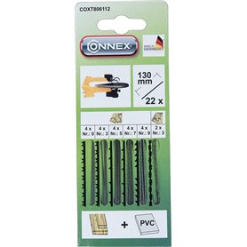 Connex COXT806112 Set de 22 lames pour scie à chantourner électrique 130 mm