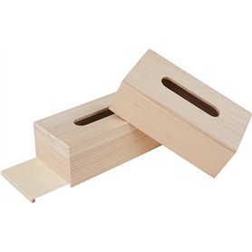 VBS Lot de 2 boîtes de mouchoirs en bois brut 25