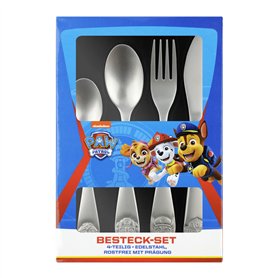 p os 29991049 Lot de 4 Couverts en Acier Inoxydable avec Motif Paw Patrol-Passe au Lave-Vaisselle-Couteau