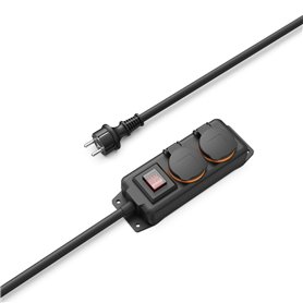 Hama Multiprise Etanche 2 Prises 16A avec Interrupteur (Multiprise Extérieur Rallonge 2m