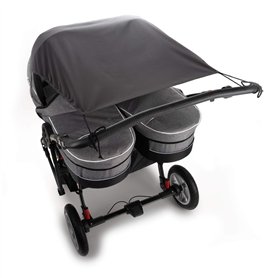 Voile d'ombrage universel pour poussette double avec nacelle/protection solaire avec indice UV 50+/voile solaire pour poussette