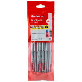 fischer - Cheville rallongée DuoXpand 8x100 avec vis à tête fraisée en Acier électrozingué/Sachet de 10