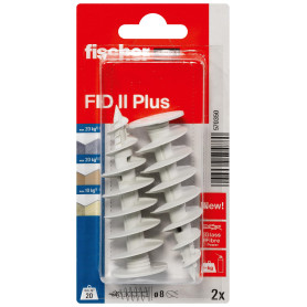 fischer - Cheville Nylon FID II Plus - Fixation dans Panneaux d'isolant PSE et PU/Blister de 2 pièces