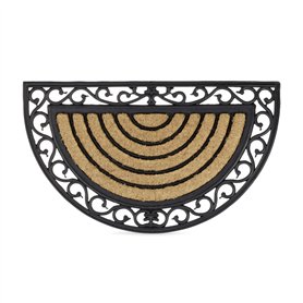 Relaxdays Paillasson fibres de coco 75x45 cm tapis de sol antidérapant demi-rond rayé motifs résistant aux intempéries