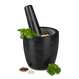 Relaxdays Mortier en granit avec pilon
