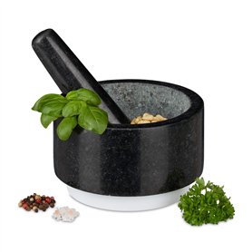 Relaxdays Mortier en granit avec pilon