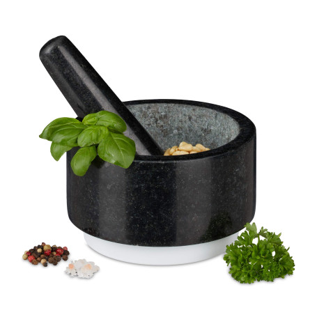 Relaxdays Mortier en granit avec pilon