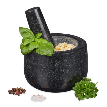 Relaxdays Mortier en granit avec pilon