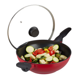 relaxdays Poêle wok couvercle en verre