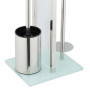 Relaxdays Serviteur WC, avec Brosse et Porte-Brosse, Porte-Rouleau, H x L x P : 66 x 24 x 18 cm, argenté