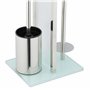 Relaxdays Serviteur WC, Non Fixe, Brosse et Porte-Brosse, H x L x P : 64,5 x 24 x 18 cm, argenté