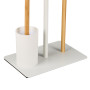 Relaxdays Serviteur WC, mélange de matériaux, Non Fixe, Brosse et Porte-Brosse, Blanc et Nature