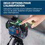 Bosch Professional laser lignes GLL 12V-100-33 CG (3 lignes laser vertes sur 360°, portée 100 m (rayon) cellule de réception, Le