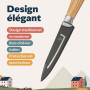 kjøk Premium Couteau de cuisine petit professionnel lame de 13cm avec étui et manche en bois d'olivier, dureté 58±2 HRC style co