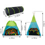 LittleTom Set 2 Tentes de Jeu avec Tunnel 320x100x135cm INCL 200 Boules colorées