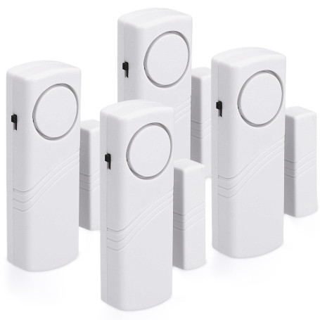 kwmobile Alarme Porte et Fenêtre - Lot 4x Alarme Sans Fil Anti-Intrusion - Sécurité Maison Contre Cambriolage - Fonctionnement M