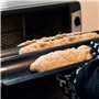 Navaris Plaque de cuisson baguette - Moule à pain antiadhésif avec planche en acier au carbone et coupe-pâte pour 3x baguette au