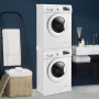 [en.casa] Kit de Superposition Universel Cadre pour Lave-Linge Sèche-Linge Standard 60 cm Machine à Laver Acier Laqué Blanc