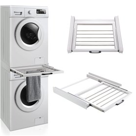 [en.casa] Kit de Superposition Universel avec Porte-Serviettes Coulissant Cadre pour Lave-Linge Sèche-Linge Standard 60 cm Machi