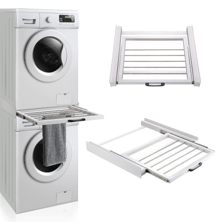 [en.casa] Kit de Superposition Universel avec Porte-Serviettes Coulissant Cadre pour Lave-Linge Sèche-Linge Standard 60 cm Machi