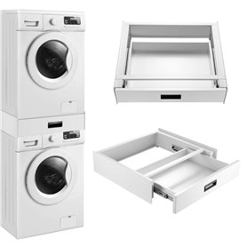 [en.casa] Kit de Superposition Universel avec Tiroir Cadre pour Lave-Linge Sèche-Linge Standard 60 cm Machine à Laver Acier Laqu