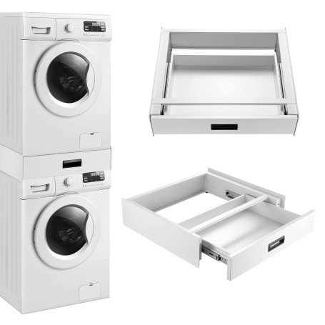 [en.casa] Kit de Superposition Universel avec Tiroir Cadre pour Lave-Linge Sèche-Linge Standard 60 cm Machine à Laver Acier Laqu