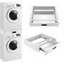 [en.casa] Kit de Superposition Universel avec Tiroir Cadre pour Lave-Linge Sèche-Linge Standard 60 cm Machine à Laver Acier Laqu