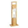 [en.casa] Set de Porte-Papier Toilette sur Pied Support Brosse Amovible Ensemble Meubles WC Stylé Bambou Acier Inoxydable Plasti