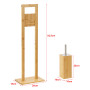 [en.casa] Set de Porte-Papier Toilette sur Pied Support Brosse Amovible Ensemble Meubles WC Stylé Bambou Acier Inoxydable Plasti