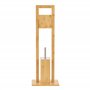 [en.casa] Set de Porte-Papier Toilette sur Pied Support Brosse Amovible Ensemble Meubles WC Stylé Bambou Acier Inoxydable Plasti