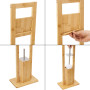 [en.casa] Set de Porte-Papier Toilette sur Pied Support Brosse Amovible Ensemble Meubles WC Stylé Bambou Acier Inoxydable Plasti