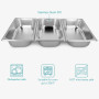 Navaris 3x Bac de Cuisson en Inox - Plat Rectangulaire en Acier Inoxydable - Plateau de Cuisson Four pour Pâtisserie Gratin - 32