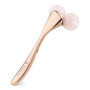 Navaris Rouleau massage visage - Roller de massage en quartz rose pour yeux front joues lèvre cou nez - Roll on facial en design