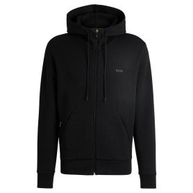 BOSS Hommes Saggy Sweat à Capuche zippé en Coton Stretch avec Logo imprimé