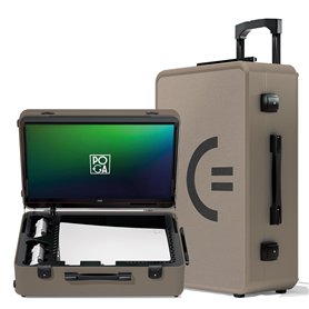 POGA Lux Desert Taupe - Mallette de jeu (compatible avec Playstation 5) - Mallette de voyage avec moniteur de jeu AOC de 24" et