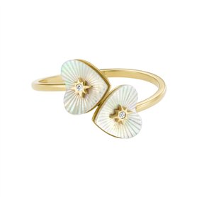 Fossil Femme Radiant Love Bague Toi Et Moi en acier inoxydable doré avec cœur en nacre