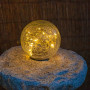 Idena 31244 - Boule en verre LED avec 20 LED blanc chaud - Boule transparente - Lampe solaire pour extérieur - Avec panneau sola