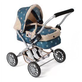 Bayer Chic 2000® Poussette de poupée Smarty - Étoiles Turquoise Beige - Pliable - avec Capote
