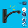 GROHE Start Mitigeur Monocommande Evier, Robinet de Cuisine (Bec Bas, Rotation 140°, Installation Facile avec GROHE QuickMount),