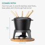Navaris Service à fondue - Appareil à fondue en fonte jusquà 6 personnes avec capacité 1200 ml - Caquelon fondue savoyarde bourg
