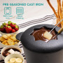 Navaris Service à fondue - Appareil à fondue en fonte jusquà 6 personnes avec capacité 1200 ml - Caquelon fondue savoyarde bourg