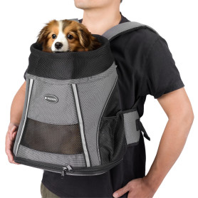 Navaris Sac de Transport Chat Chien - Sac à Dos Sac bandoulière 37 x 33 x 24 cm avec fenêtre en Filet - Petits Chats Chiens Anim