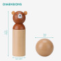 Navaris Bowling Enfant - Jeu de quilles Enfant en Bois Design Animaux avec 6X quille 1x Boule et Sac de Rangement - Jouets intér