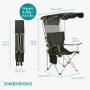 Navaris Chaise de Camping Pliante - Chaise Pliable pour Le Transport Facile - Parasol Intégré pour Protéger du Soleil en Extérie