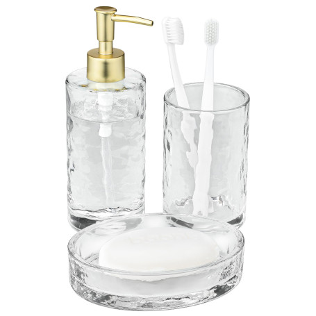 Navaris Accessoires de Salle de Bain - Set Accessoire de Salle de Bain - Ensemble Complet - Distributeur de Savon - Verre Brosse