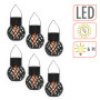 Lot de 6 mini lampes solaires suspendues 9 x 7 cm avec effet flamme - Petites lanternes LED à suspendre pour l'extérieur - Éclai