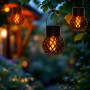 Lot de 6 mini lampes solaires suspendues 9 x 7 cm avec effet flamme - Petites lanternes LED à suspendre pour l'extérieur - Éclai
